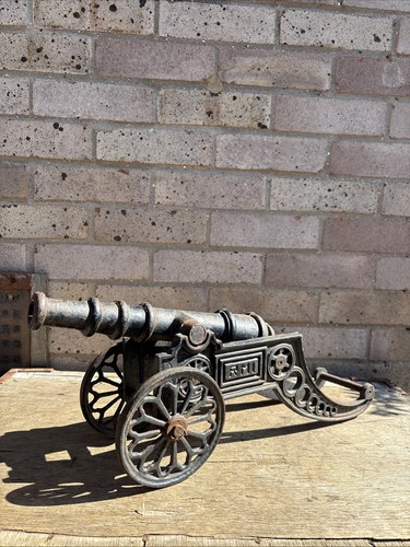 Vintage cast iron cannon - iron, large