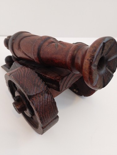 Large vintage wooden cannon - wooden,